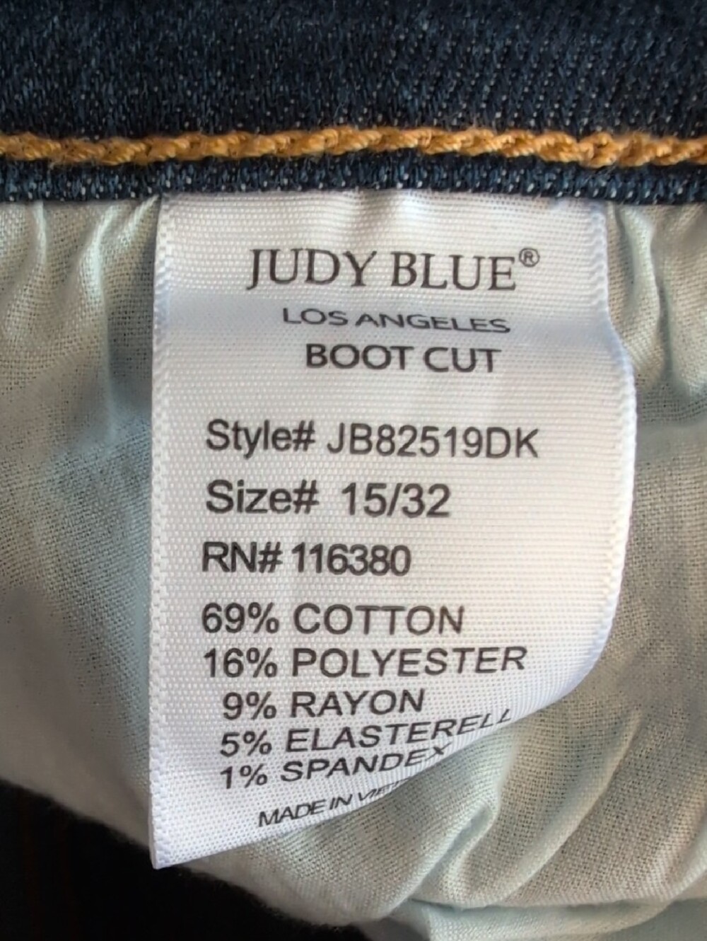 Judy Blue Dark Indigo Boot Cut Jeans with Frayed Hem 15/32 W286 - Picture 9 of 9